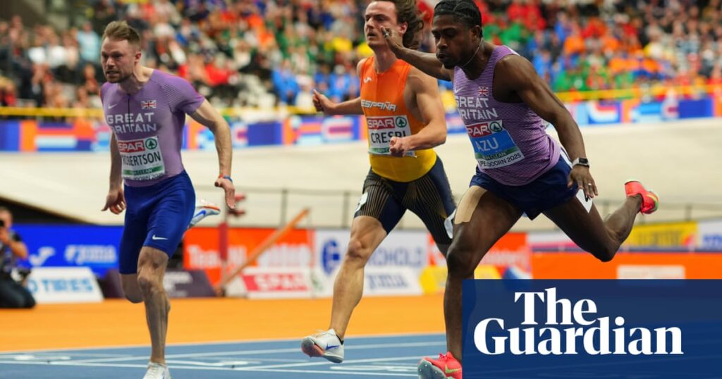 Jeremiah Azu wins European Indoor gold for Britain in men’s 60m