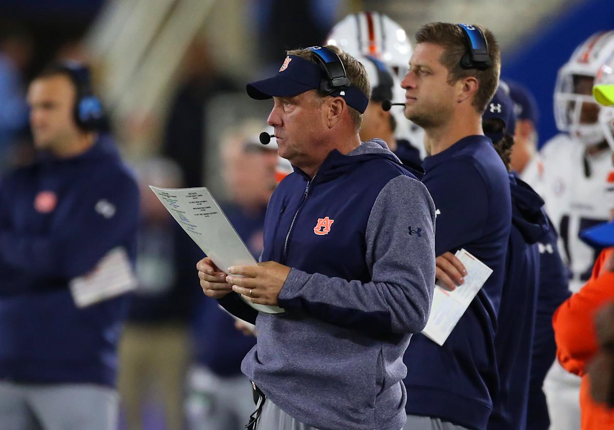 LEXINGTON, KY - OCTOBER 26: Auburn Tigers head coach Hugh Freeze in a game between the Kentucky Wildcats and the Auburn Tigers on October 26, 2024, at Kroger Field in Lexington, KY. (Photo by Jeff Moreland/Icon Sportswire via Getty Images)