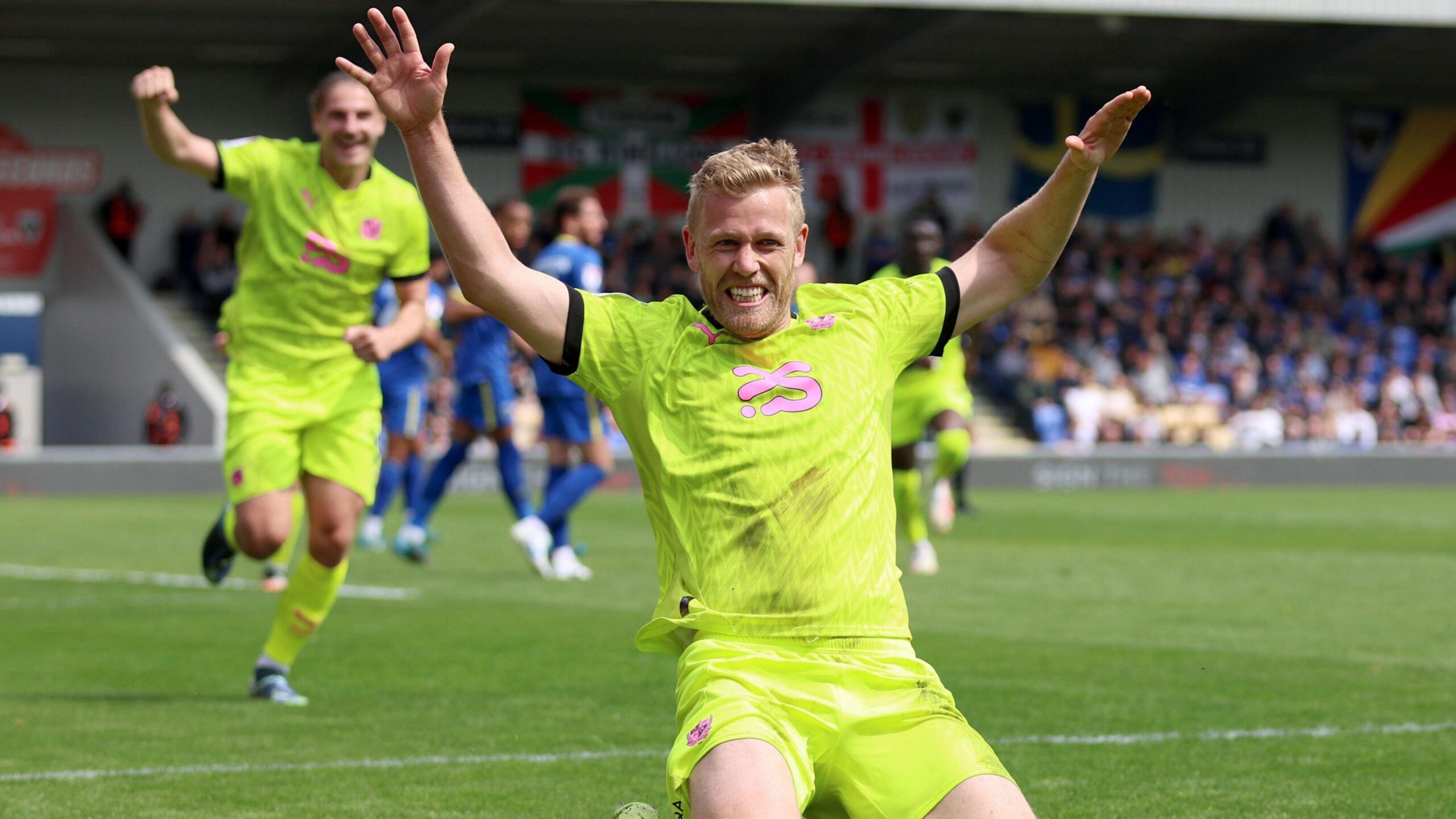 Jayden Stockley celebrates scoring for Port Vale against AFC Wimbledon
