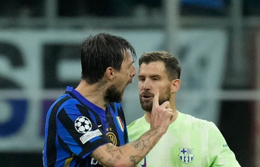Barcelona’s Inigo Martinez reacts to spitting incident with Francesco Acerbi