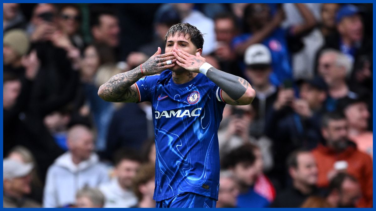 Enzo Fernandez celebrates a massive goal.