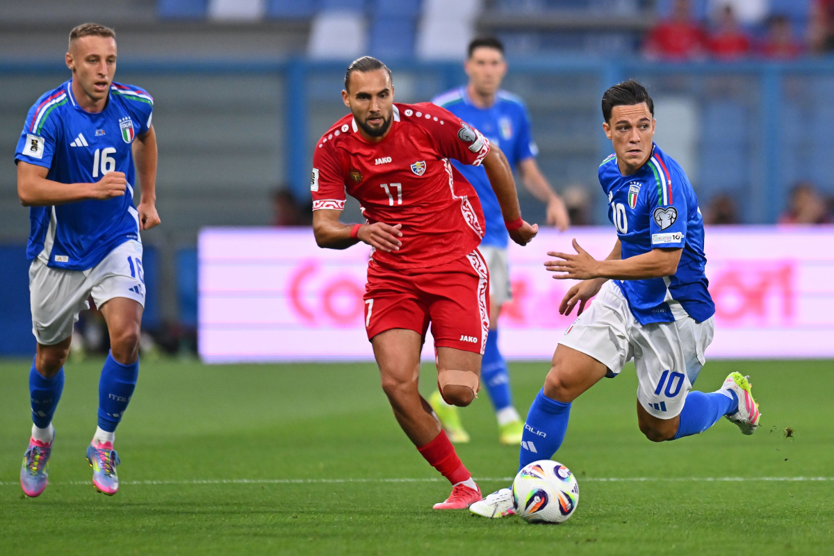 REGGIO NELL'EMILIA, ITALY - JUNE 9: Giacomo Raspadori of Italy during the FIFA 2026 Qualifier between Italy and Moldova at Mapei Stadium - Citta' del Tricolore on June 09, 2025 in Reggio nell'Emilia, Italy. (Photo by Alessandro Sabattini/Getty Images)