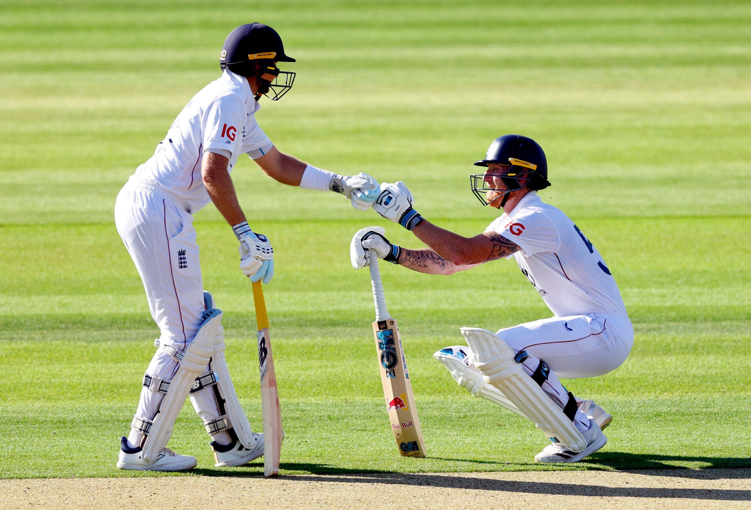 Ben Stokes (right) was together with Joe Root at the close