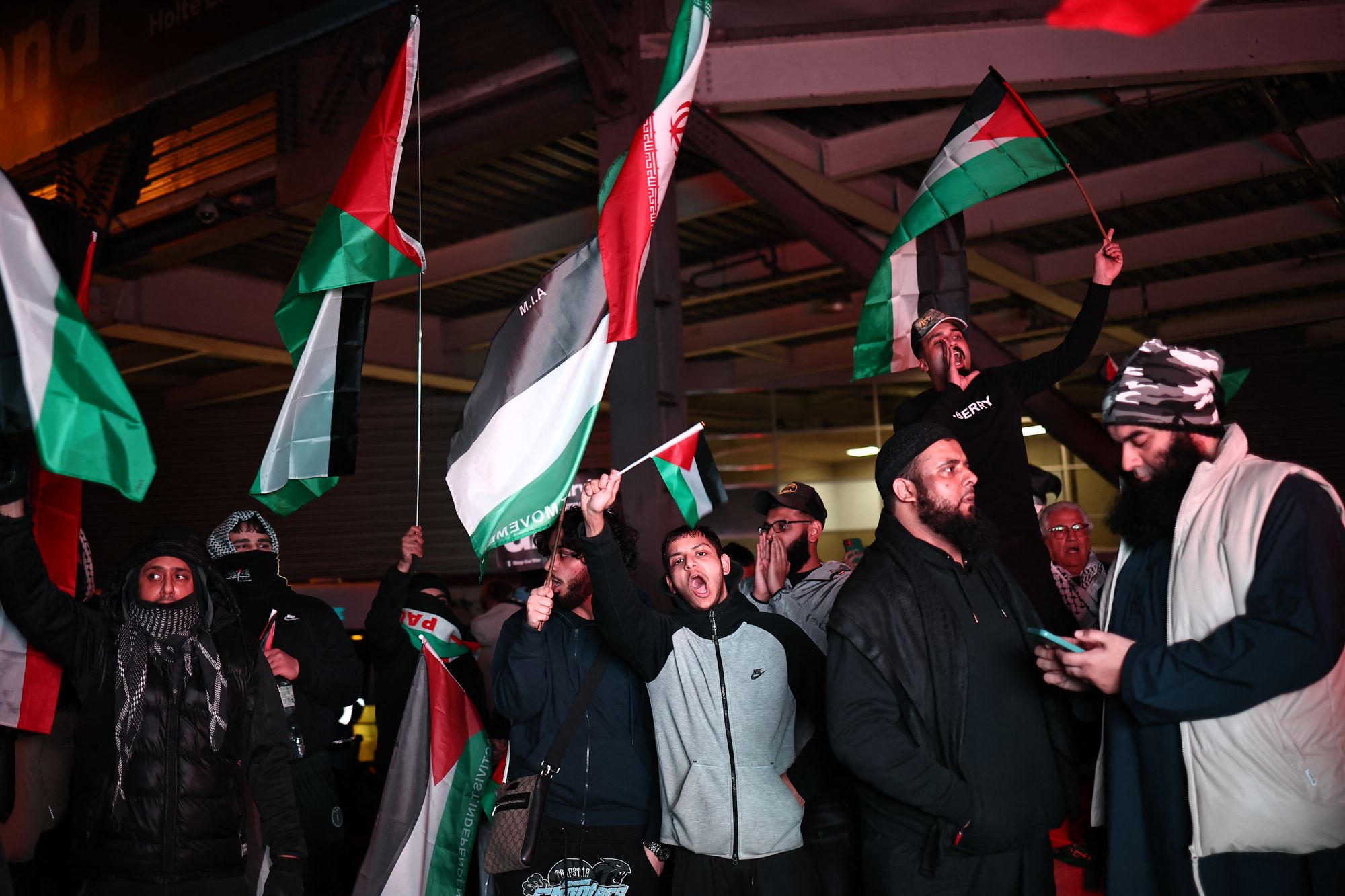 Pro-Palestine protests filled the streets outside Villa Park ahead of kick-off