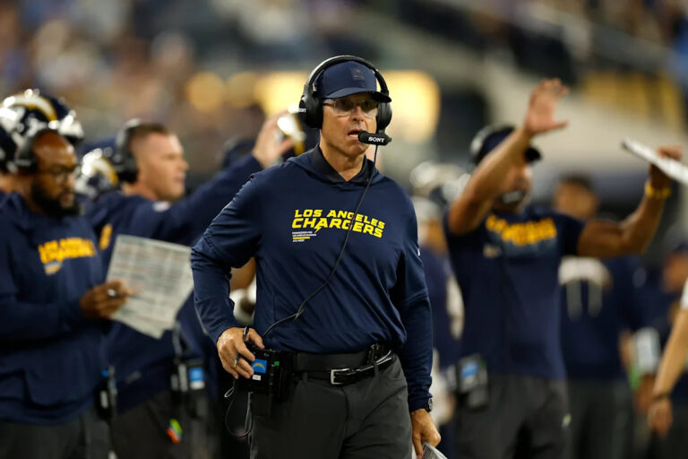 What Chargers HC Jim Harbaugh said about Sherrone Moore’s firing